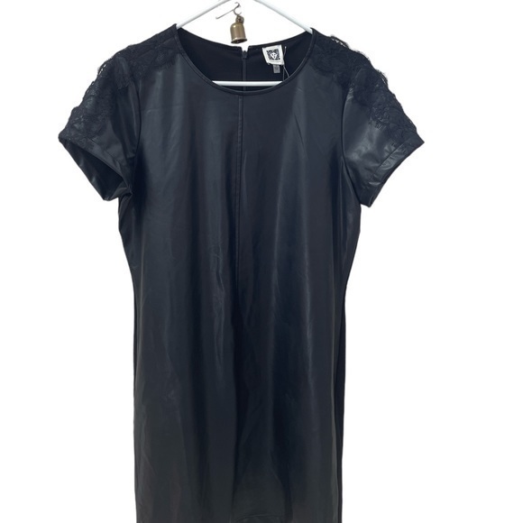 Anne Klein Faux black Leather Dress in size 10 new with tag - Picture 1 of 6